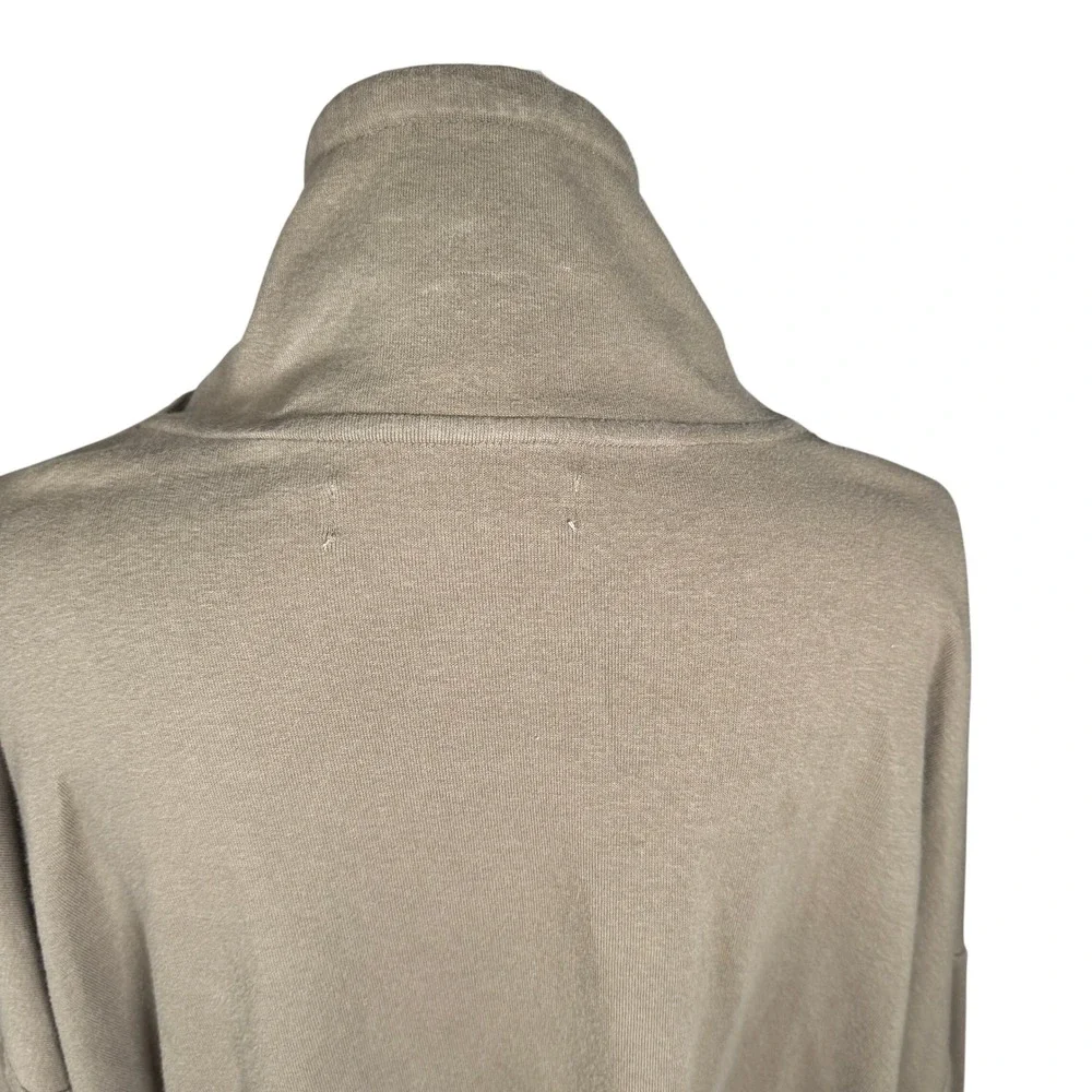 Free People Beach Olive Tan Funnel Neck Oversized Tunic Sweatshirt Pockets M GUC